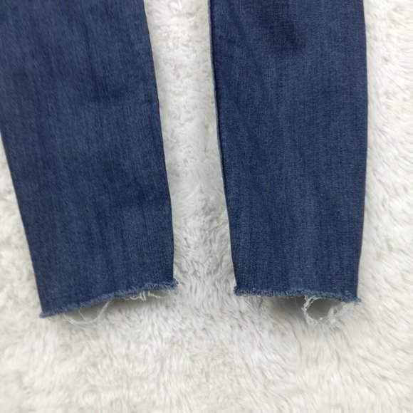 Zara Womens Jeans Skinny Ankle Blue Denim Distressed Low Rise Dark Wash 2 - Picture 10 of 12